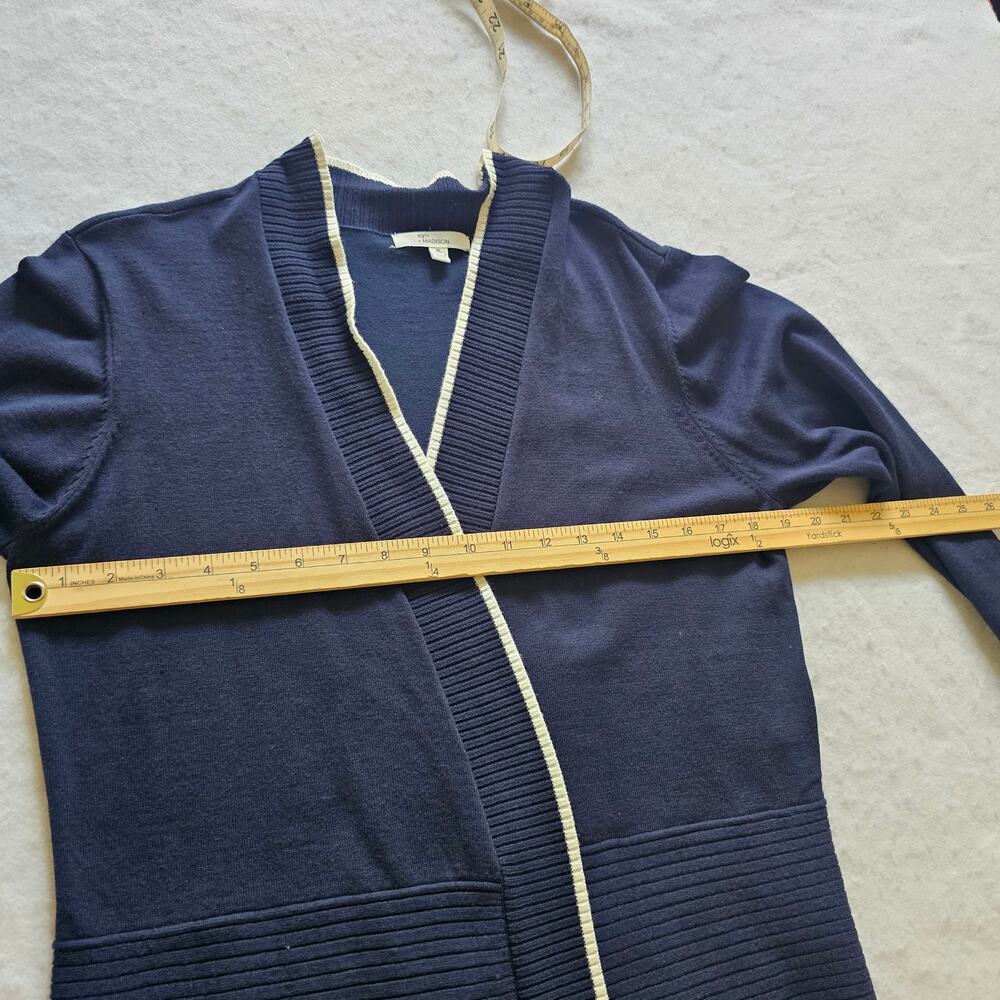 89th + Madison Women's Buttonless Cardigan Old Money, Blue White Size XL - Picture 8 of 10